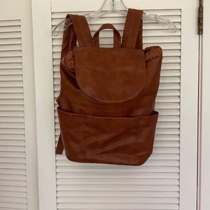 Simple Brown Leather Backpack